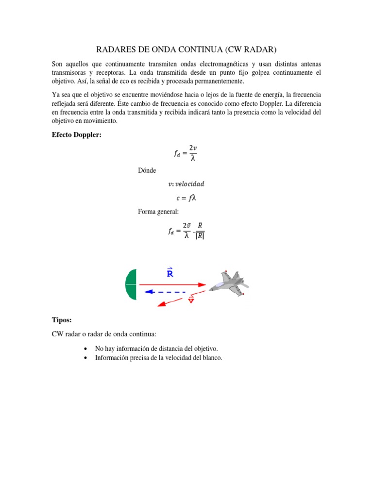 Radares de Onda Continua PDF Radar Efecto Doppler