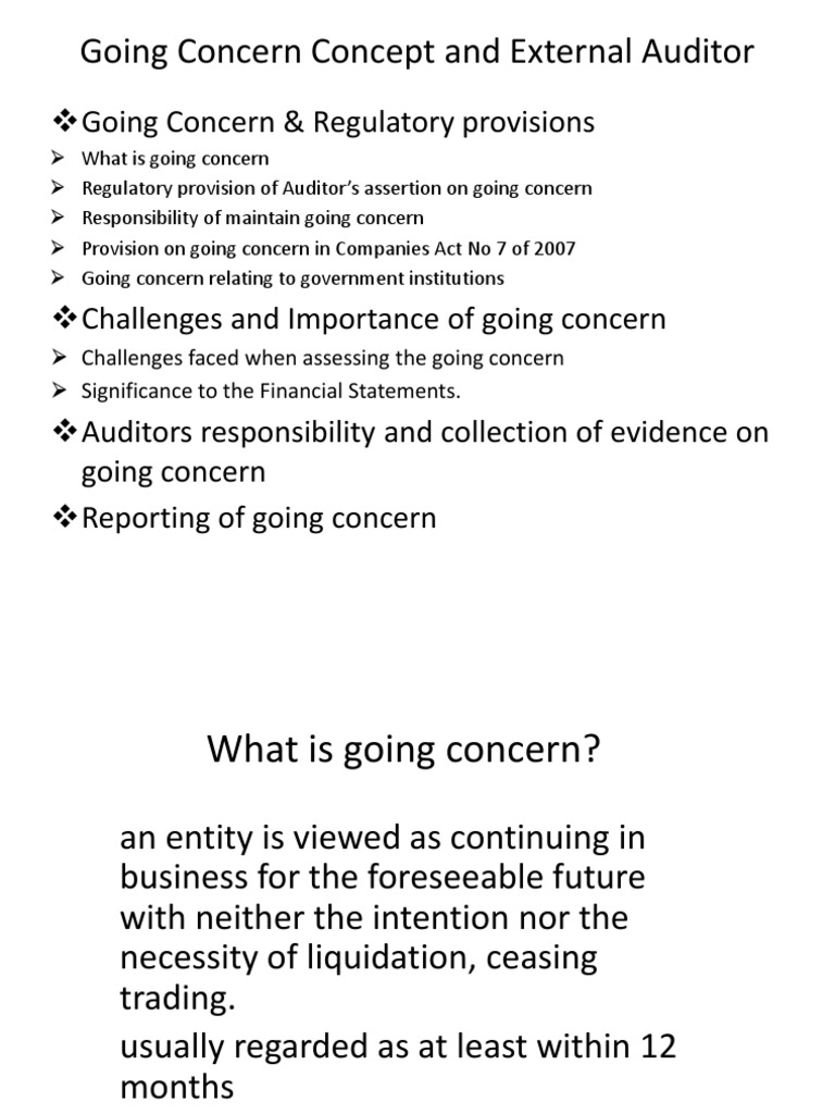 Understanding the Going Concern Concept | PDF | Going Concern | Audit