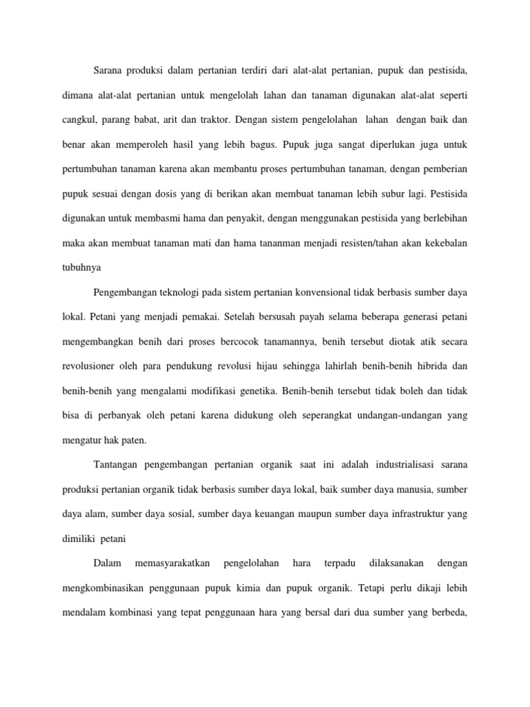 Sarana Produksi Dalam Pertanian Terdiri Dari Alat Sarana Produksi Dalam Pertanian Terdiri Dari Alat