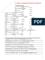 Subject, Object, Possessive Pronouns and Present Tenses