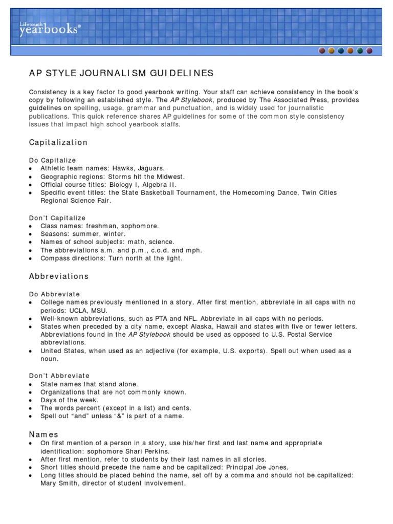 AP Style Journalism Guidelines PDF Plural Linguistics