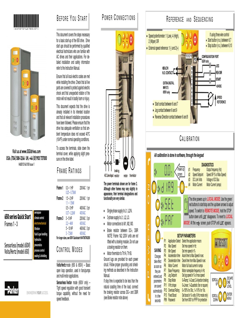 Parker SSD Drives 650 Series Quick Start Guide | Electromagnetic  Compatibility | Electrostatic Discharge