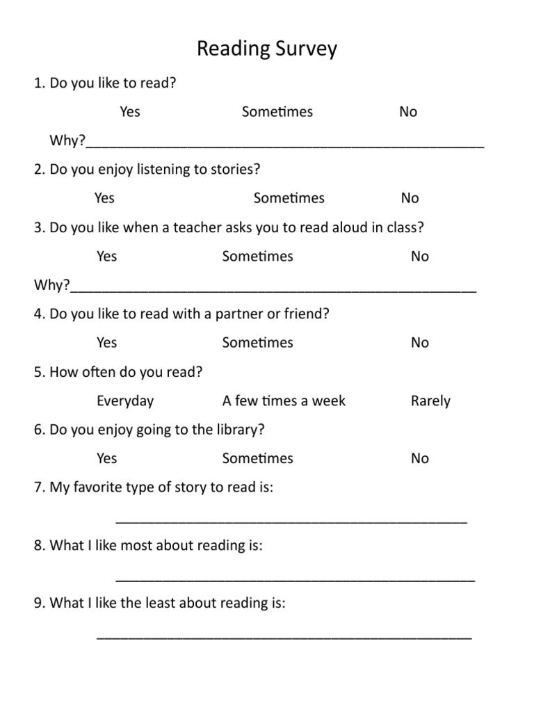 Reading Preferences Questionnaire | PDF