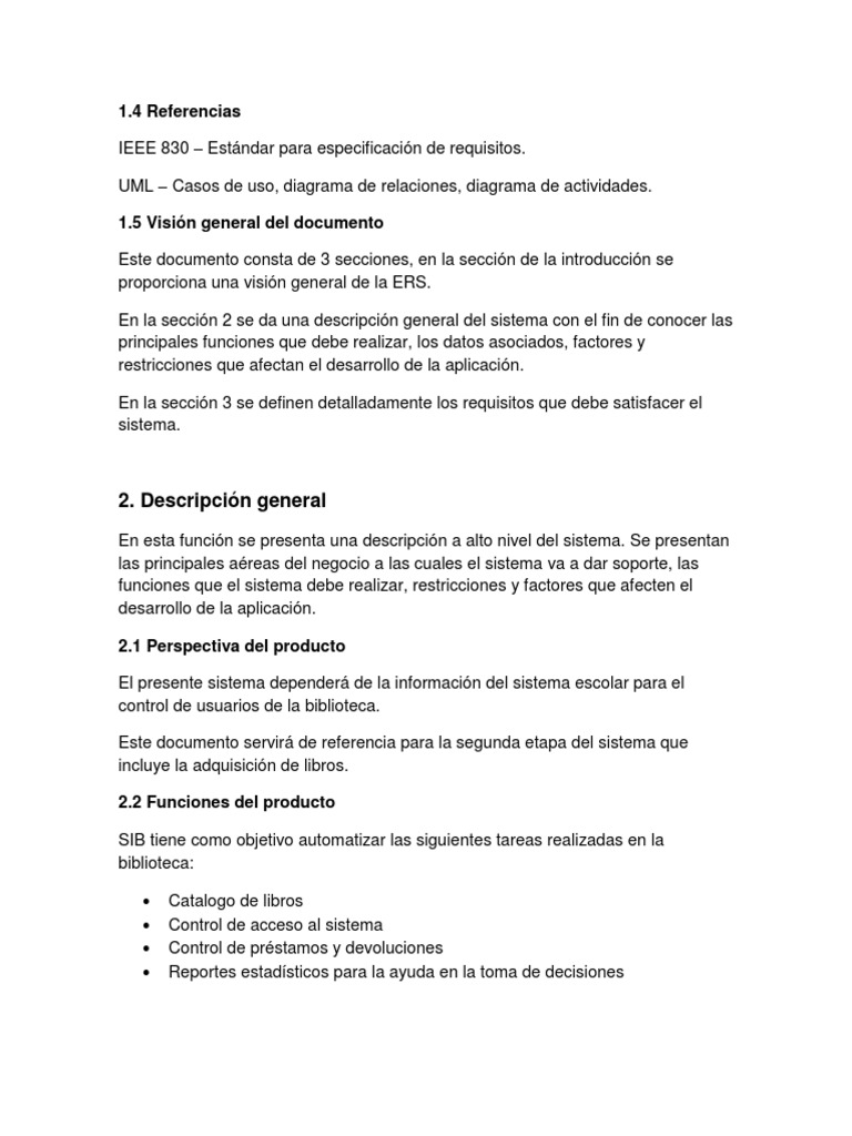 Especificación de Requisitos del Sistema ERS | PDF | Caso de uso ...