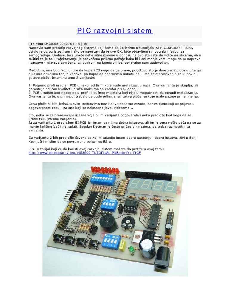 PIC Razvojni Sistem | PDF