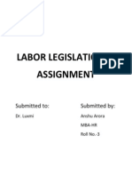 Labor Legislation - 1 Assignment: Submitted To: Submitted by