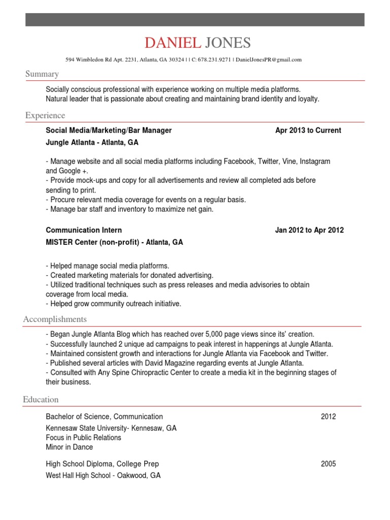 Daniel Jones Resume | PDF | Mass Media | Advertising