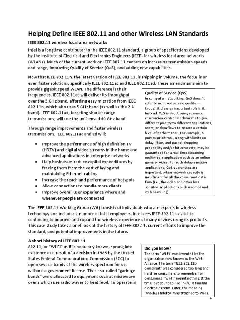 802 11 Wireless Lan Standards Study | PDF | Ieee 802.11 | Wireless Lan