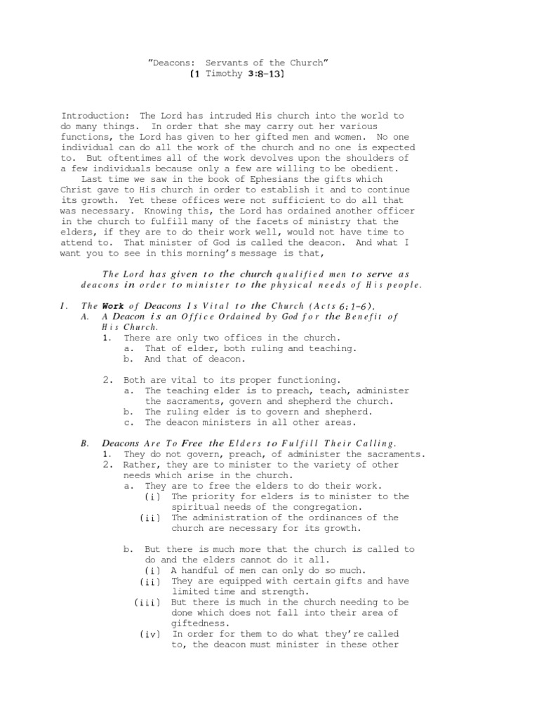 Understanding the Role of Deacons | PDF | Elder (Christianity) | Deacon