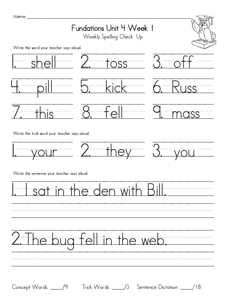 Fundations Weekly and Unit Assessments | PDF for Free Printable Fundations Writing Paper