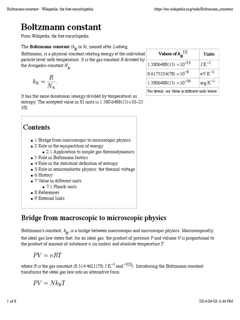 Boltzmann Constant Wiki CC | PDF | Gases | Entropy