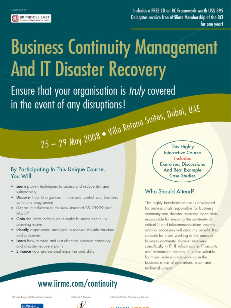 Business Continuity Management and IT Disaster Recovery | PDF ...