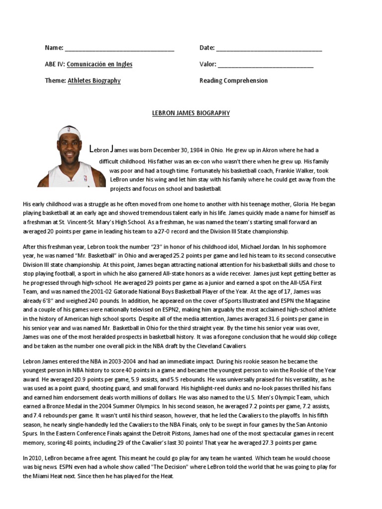 Lebron Lebron James Biography Le Bron James National Basketball