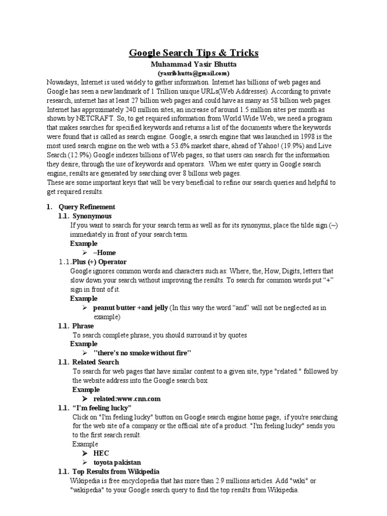 Essential Google Search Techniques | PDF | Web Search Engine | Search ...