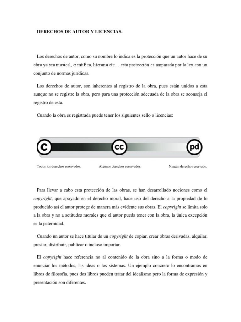Derechos de Autor y Licencias CC | PDF | Creative Commons | Licencia ...