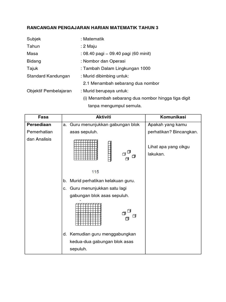 1 Rph Matematik Tahun 2 Penambahan Pdf