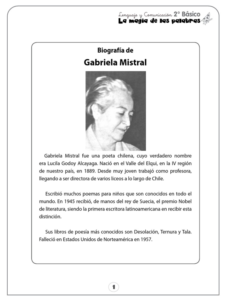 Biografia Gabriela Mistral Pdf