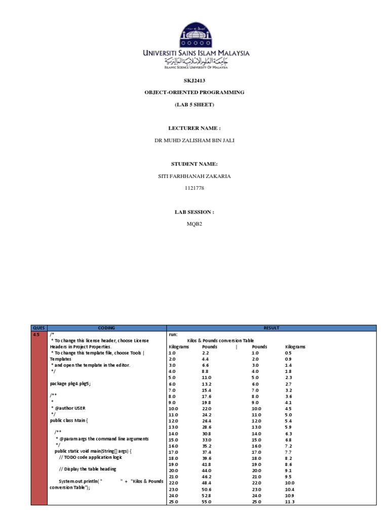 OOP Lab: Kilos & Tuition Calculations | PDF | Image Scanner | Java  (Programming Language)