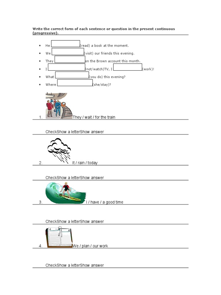 Write The Correct Form of Each Sentence or Question in The Present ...