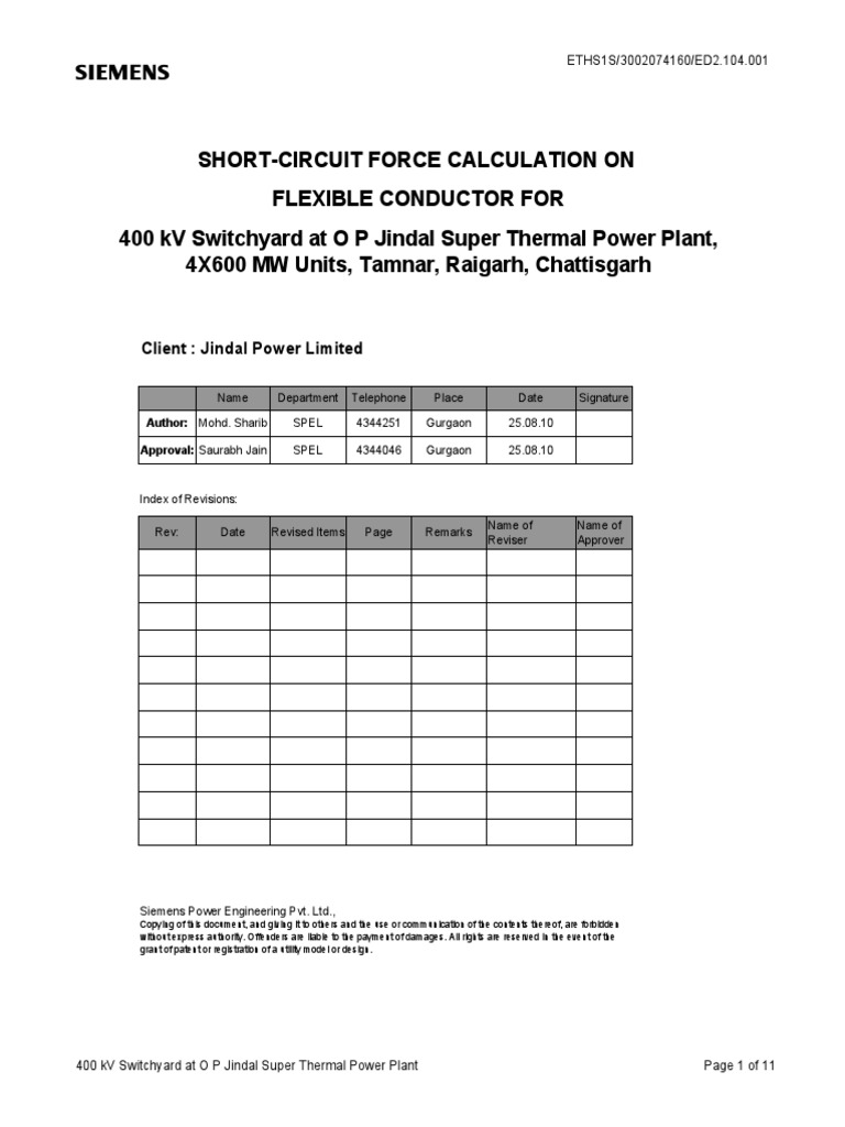 Short Circuit Force Calculation Electrical Substation Electrical