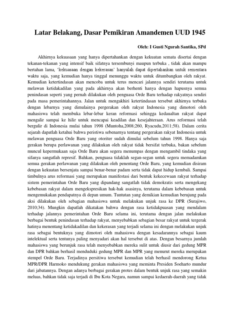 Latar Belakang Dasar Pemikiran Amandemen Uud 1945 Docx
