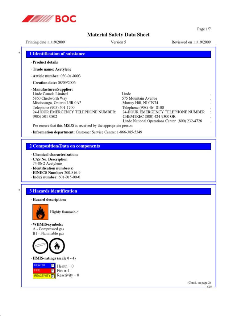 MSDS Acetylene | PDF | Business