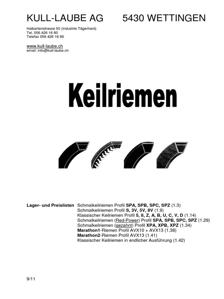 List of Fan Belt Sizes PDF