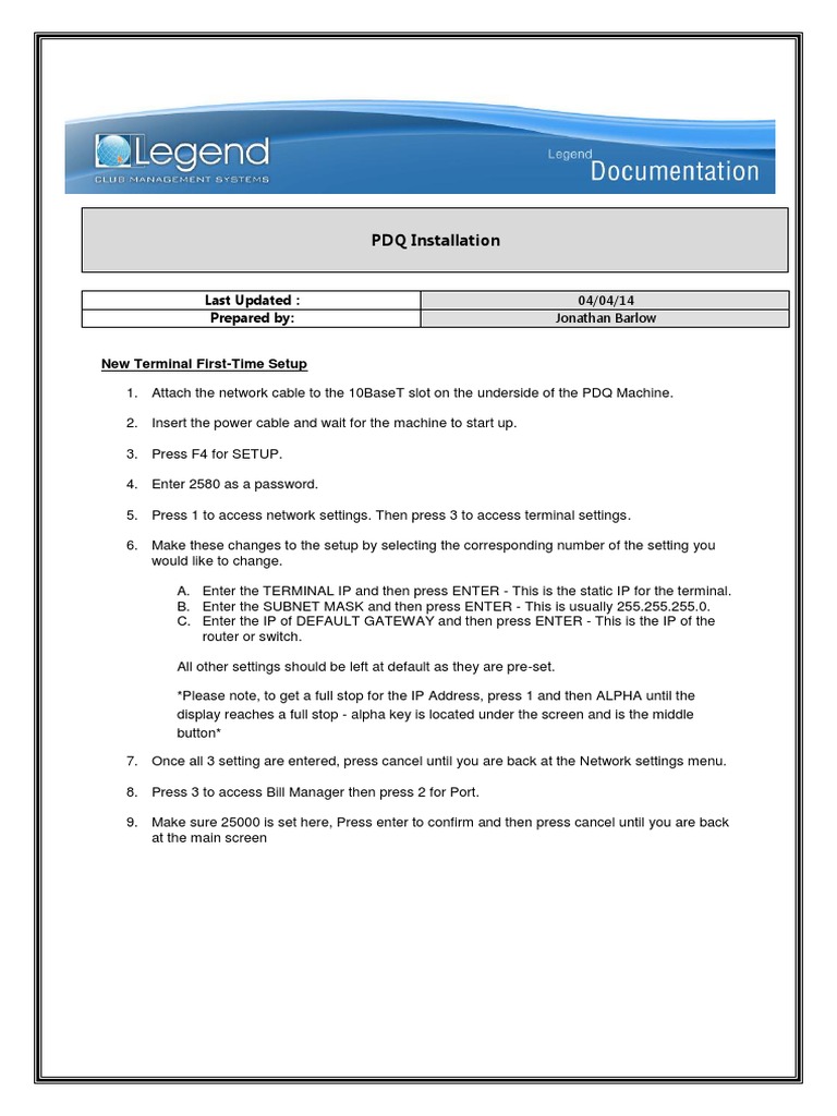 PDQ Installation Guide and Setup Instructions | PDF | Ip Address | Menu ...