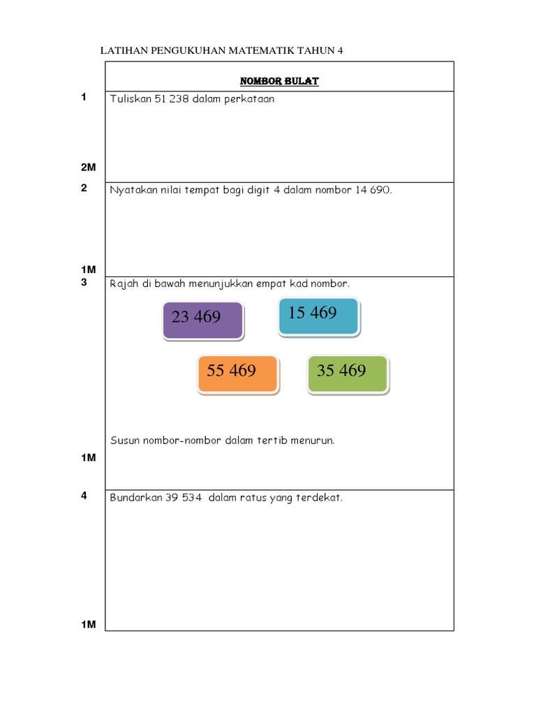 Latihan pengukuhan tahun 4 ( KSSR)