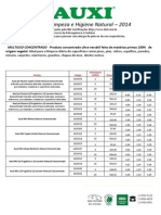 Tabela de Produtos Auxi - Biowash