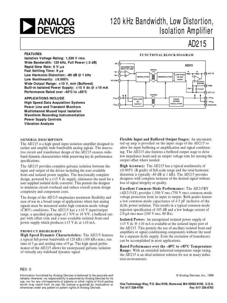 AD215 | PDF | Amplifier | Power Supply