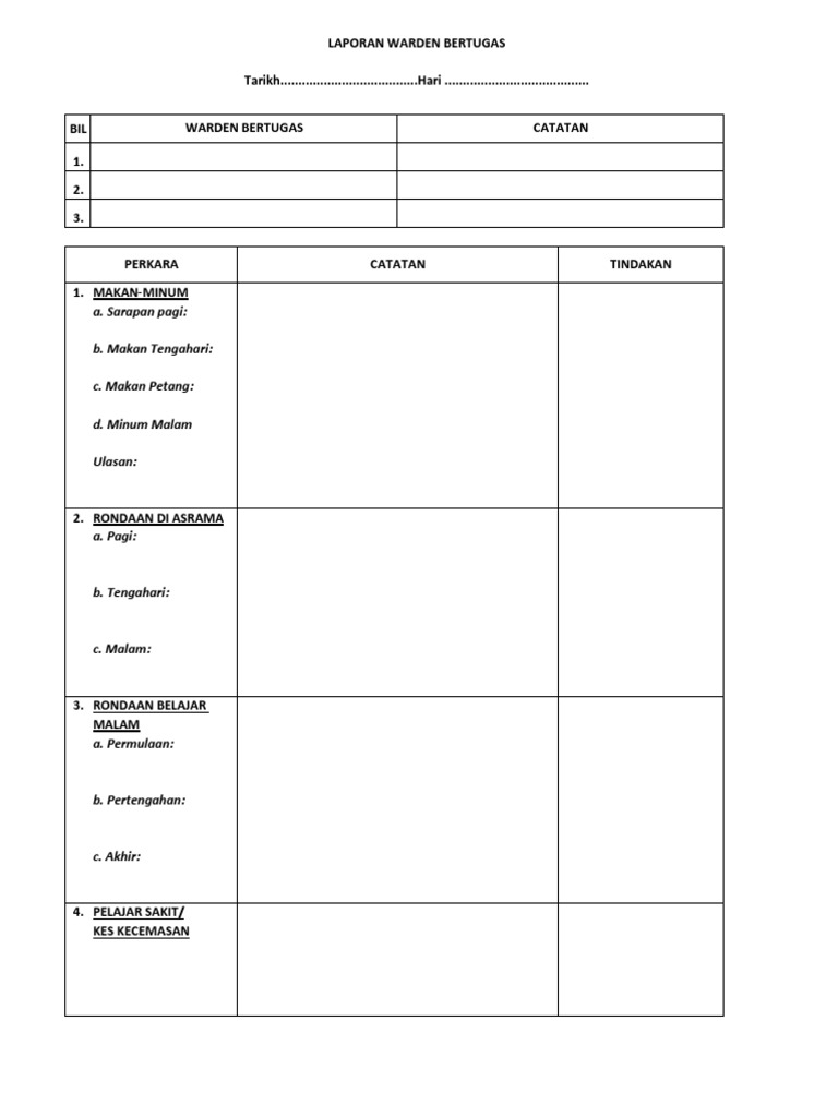 Borang Laporan Waden 2