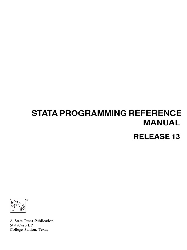 Stata Programming Reference Manual: Release 13 | PDF | Matrix ...