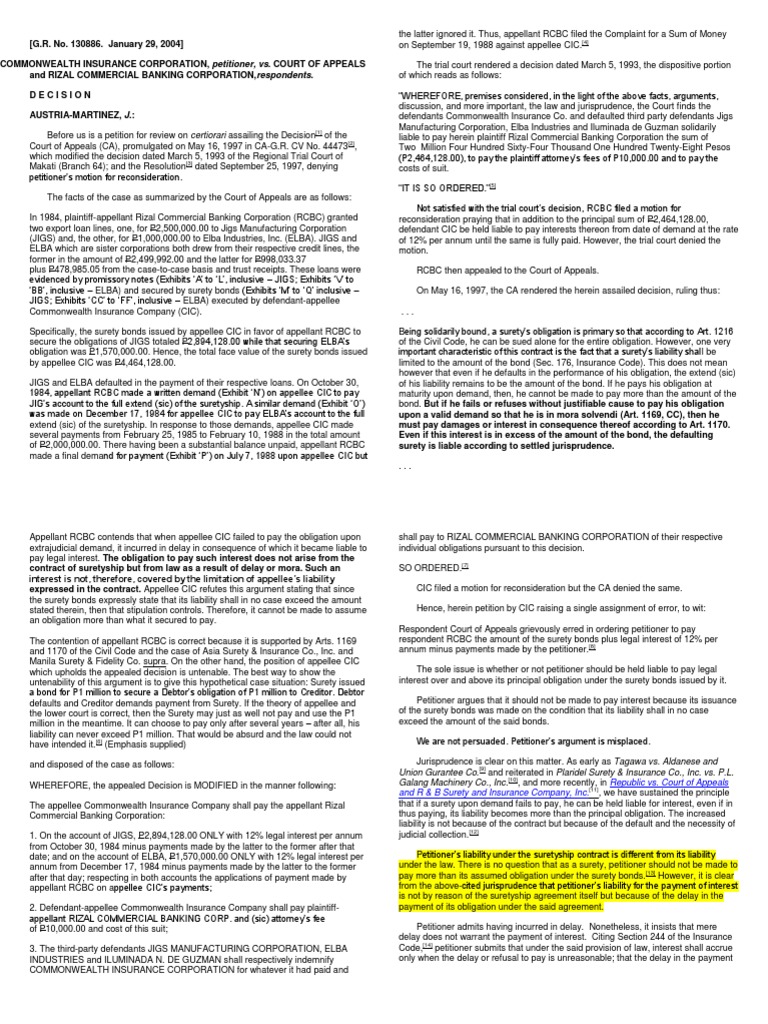 Commonwealth Insurance Guarantee Surety Bond