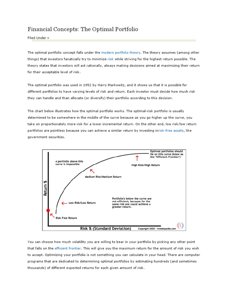 Optimal Portfolio Theory Explained | PDF | Capital Asset Pricing Model ...
