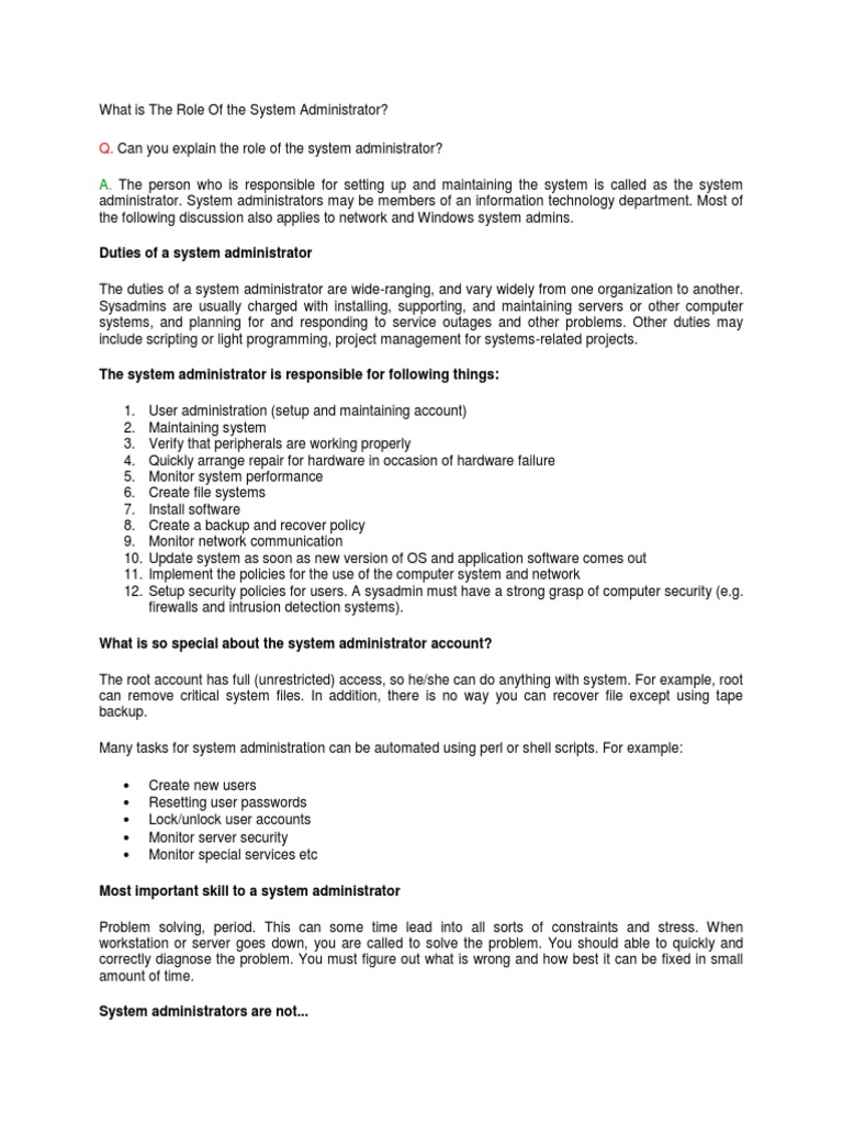 System Administrator Responsibilities | PDF | System Administrator ...