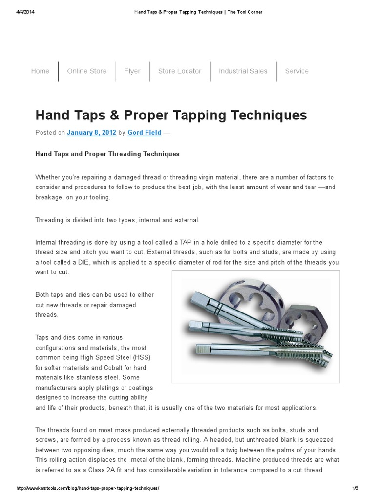 Hand Taps & Proper Tapping Techniques The Tool Corner PDF Screw
