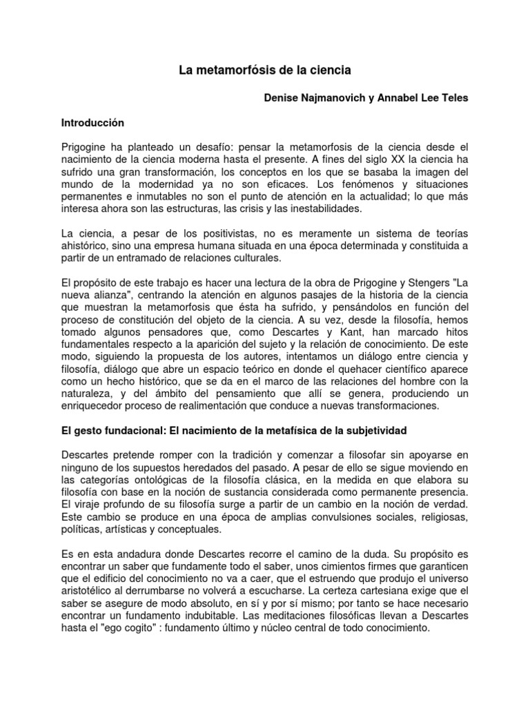 Metamorfosis de la Ciencia Moderna | PDF | Science | Immanuel Kant