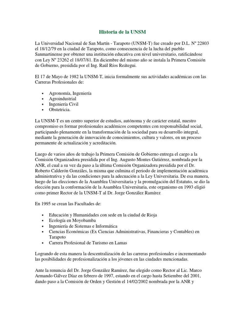 Historia de La UNSM | PDF | Universidad | Science