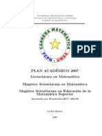 Carrera Matematica - UMSA - Plan2007