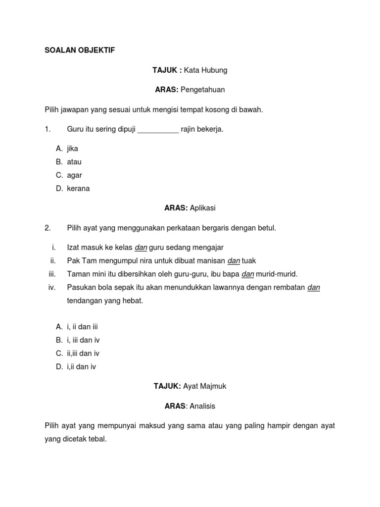 Soalan Ikut Aras Pdf