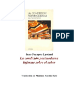 Lyotard La Condicion Postmoderna Wwwtxtantropologiawordpresscom