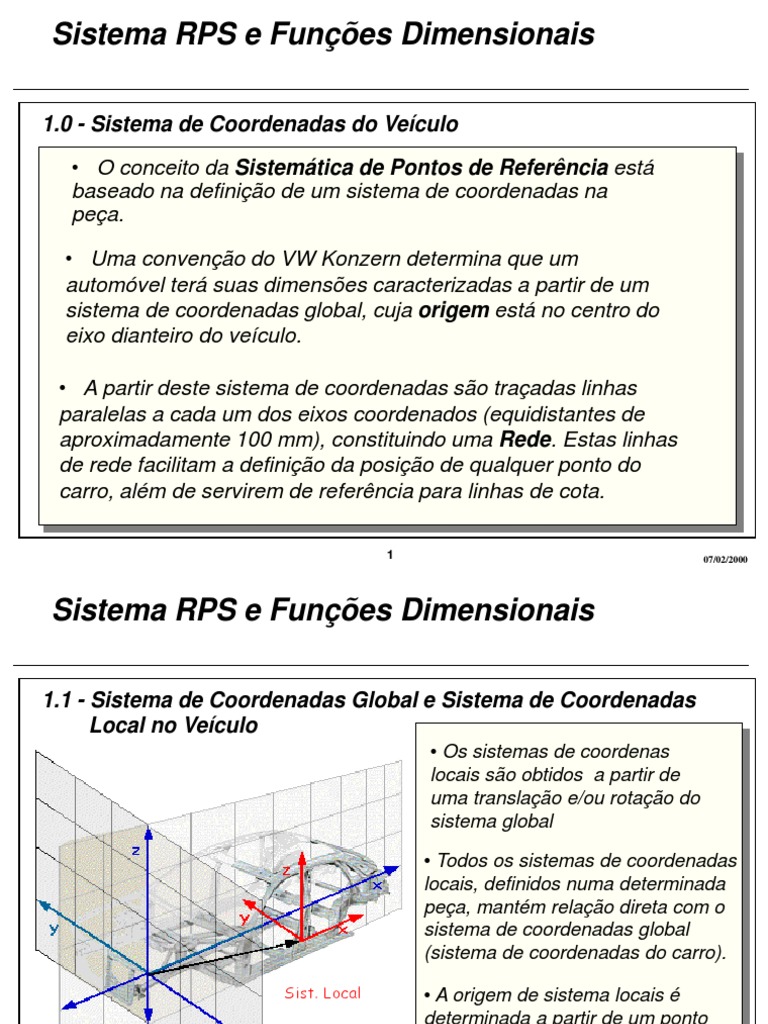 Sistema RPS e Coordenadas Veiculares | PDF | Carro | Sistema de coordenadas