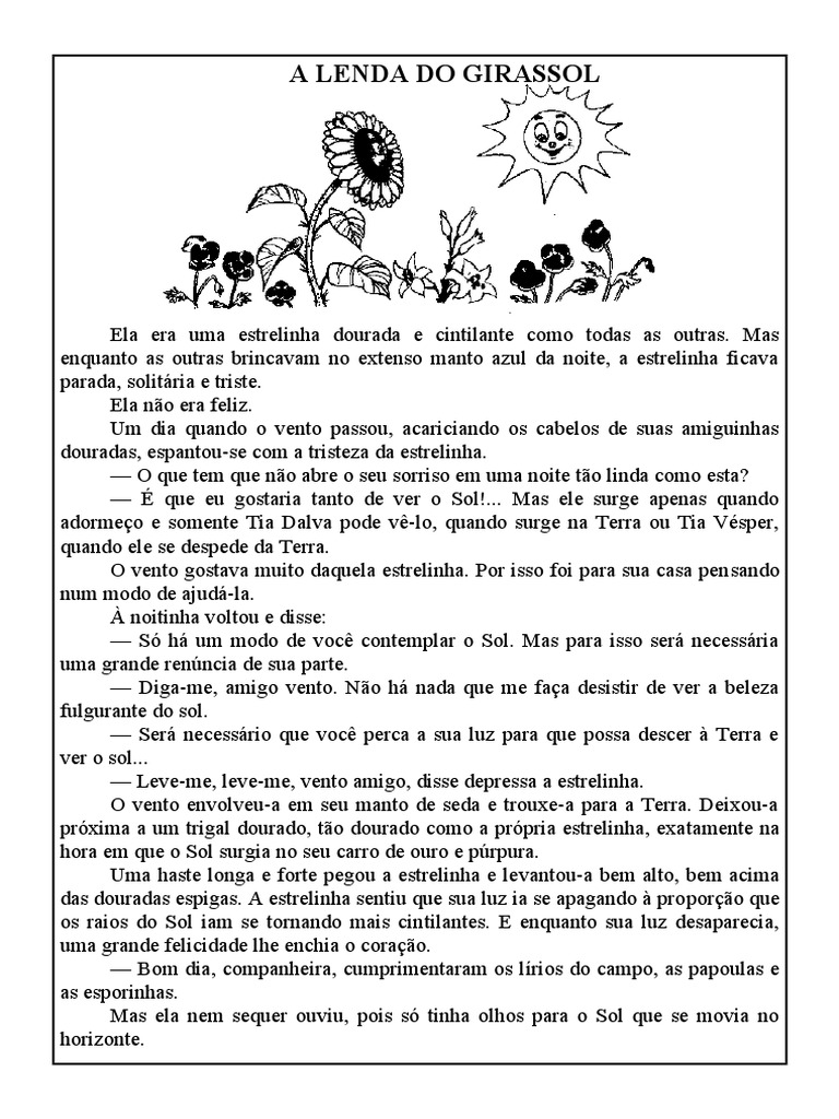 A Lenda Do Girassol | PDF | Idiomas | Natureza