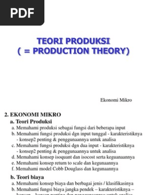 Teori Produksi Dan Biaya Dalam Ekonomi Manajerial
