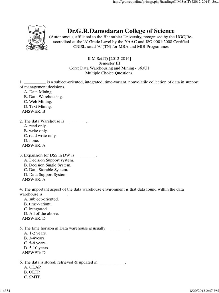 what is the data model mcq
