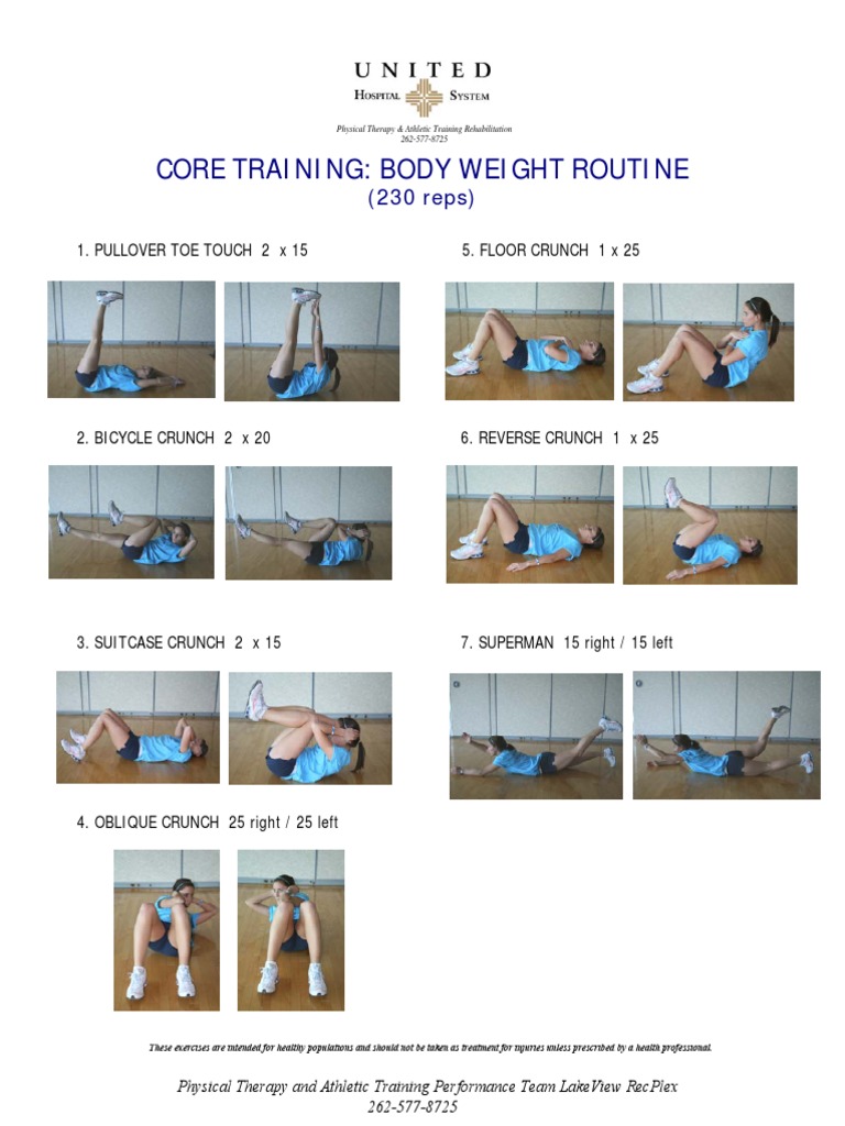 Core Training Body Weight Routine | PDF