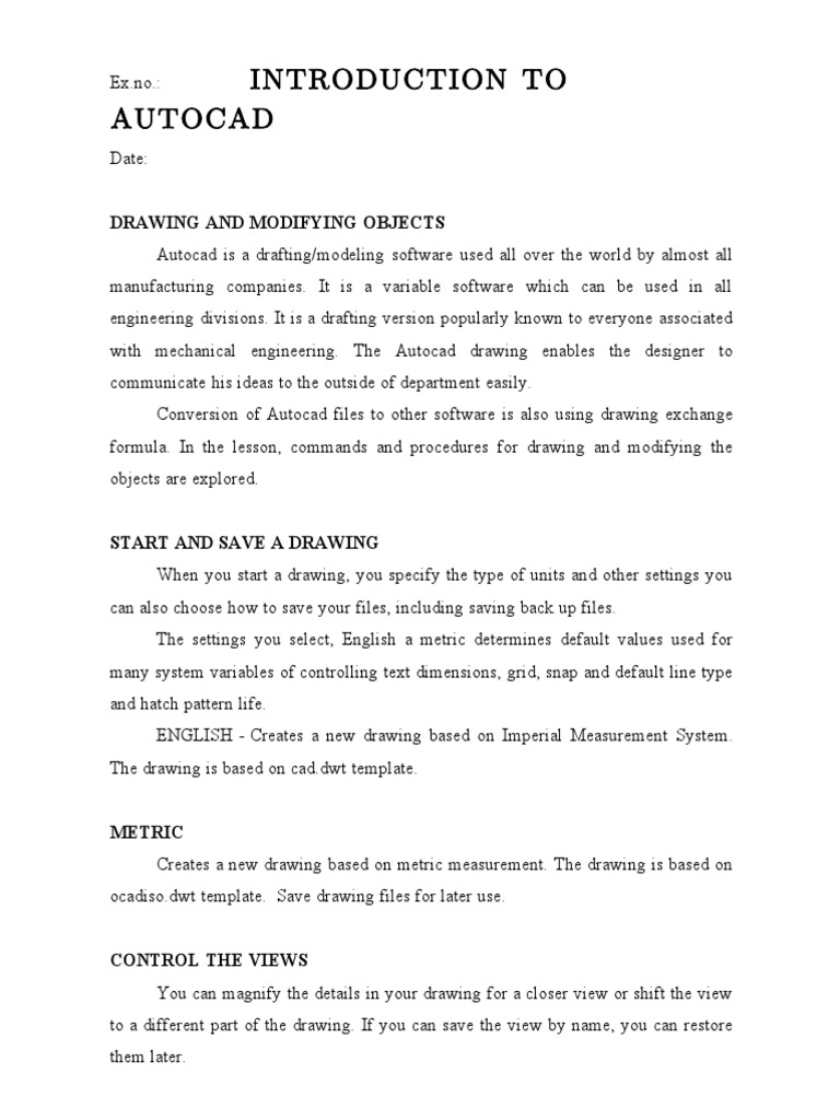 AutoCAD Drawing and Modification Guide | PDF | Angle | Coordinate System