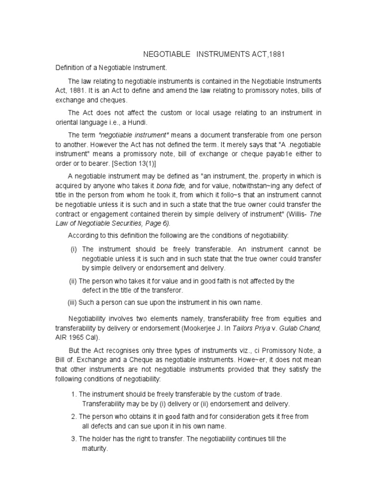 Negotiable instruments case examples image