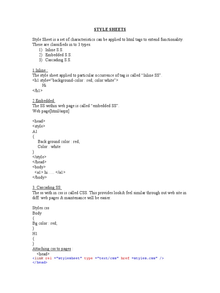 Style Sheets | PDF